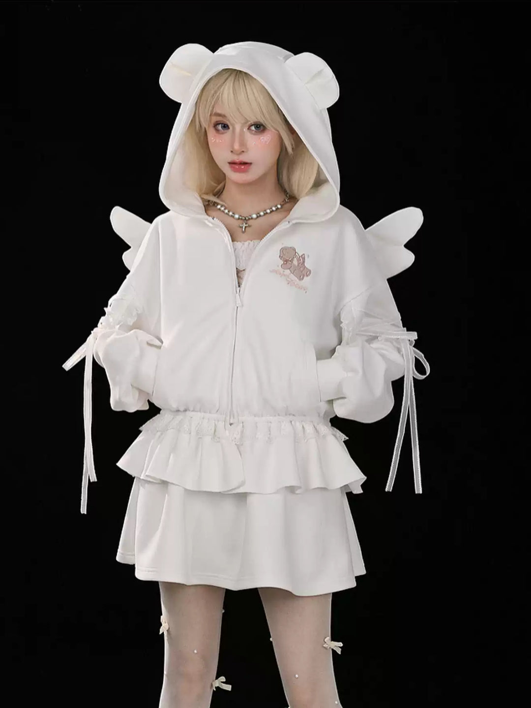 Milk Angel Bear Sweat Jacket & Skirt-Sets-ntbhshop