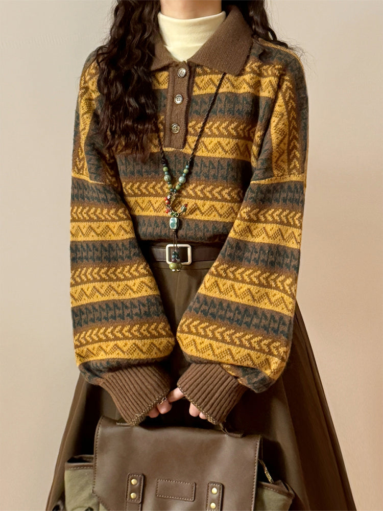 Mustard Grove Polo Knit Sweater-ntbhshop