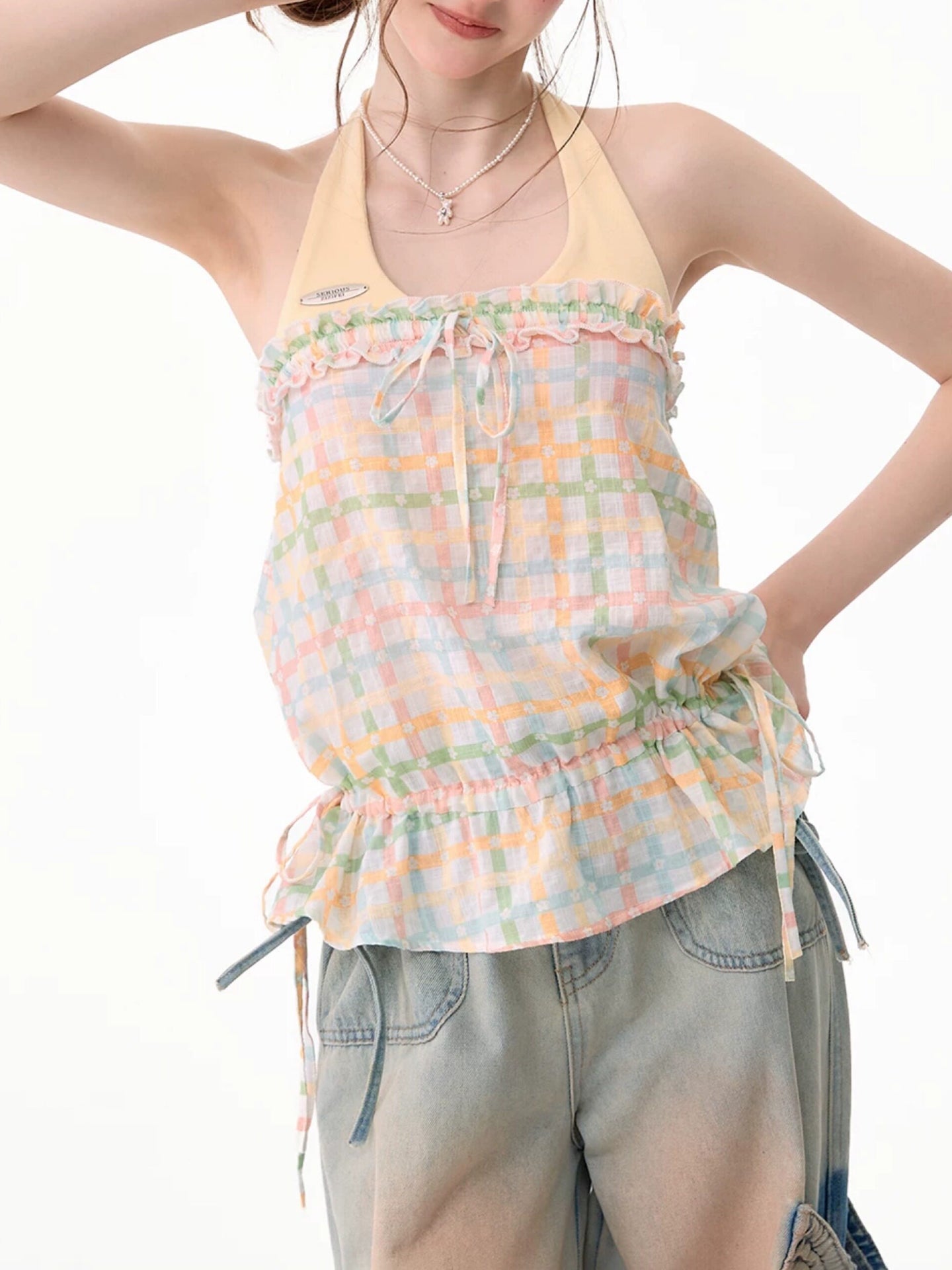 Peach Soda Plaid Top-Tops-ntbhshop