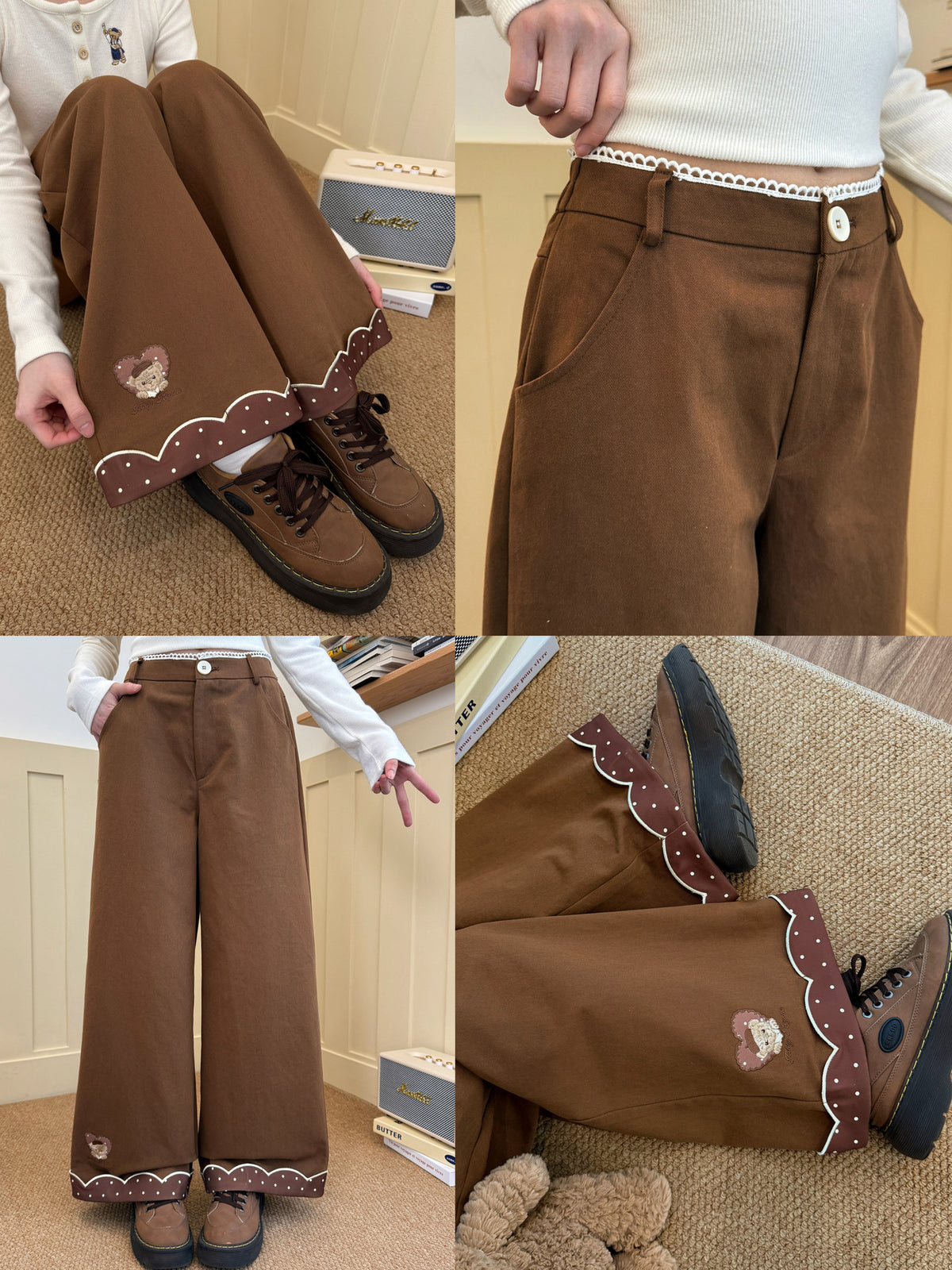 Cocoa Bear Cotton Pants-Bottoms-ntbhshop