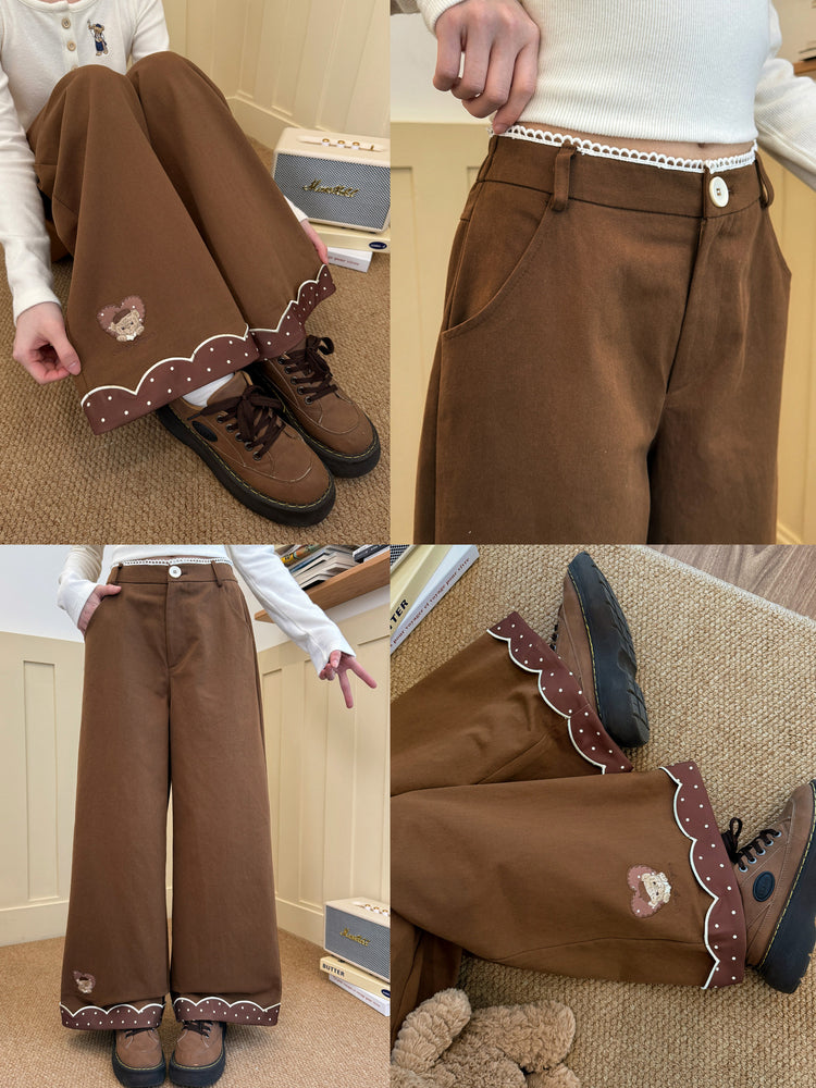 Cocoa Bear Cotton Pants-Bottoms-ntbhshop
