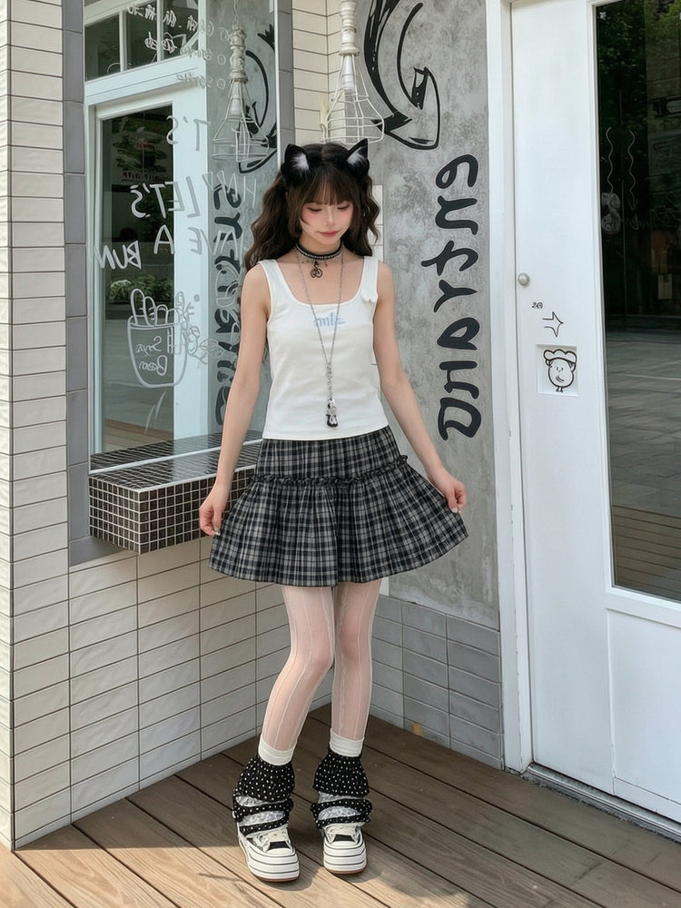 Cloudy Monday Plaid Skirt-Bottoms-ntbhshop