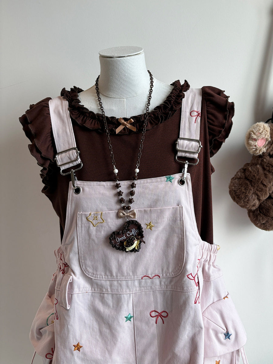 Candy Ribbon Ruffle Crop Tops-Tops-ntbhshop