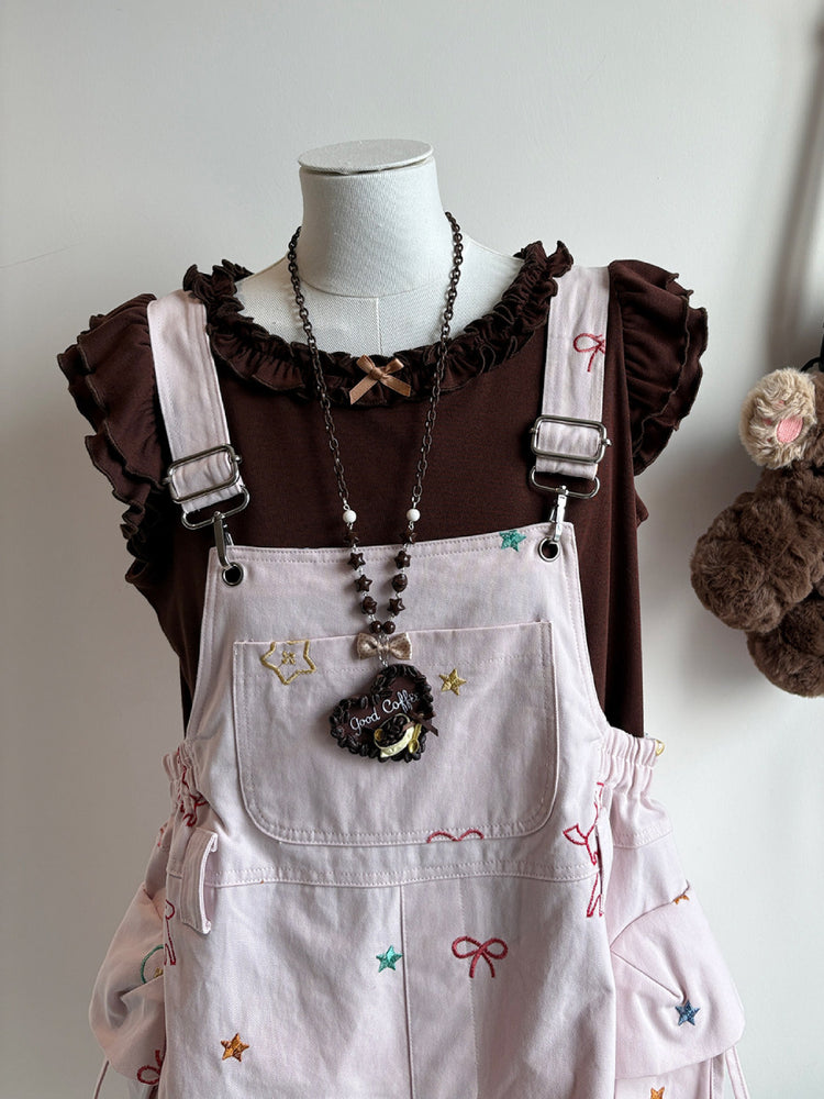 Candy Ribbon Ruffle Crop Tops-Tops-ntbhshop