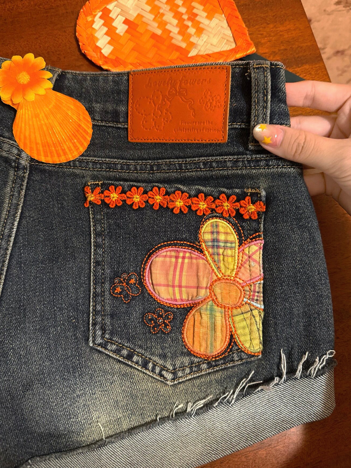 Daisy Pop Denim Shorts-Bottoms-ntbhshop