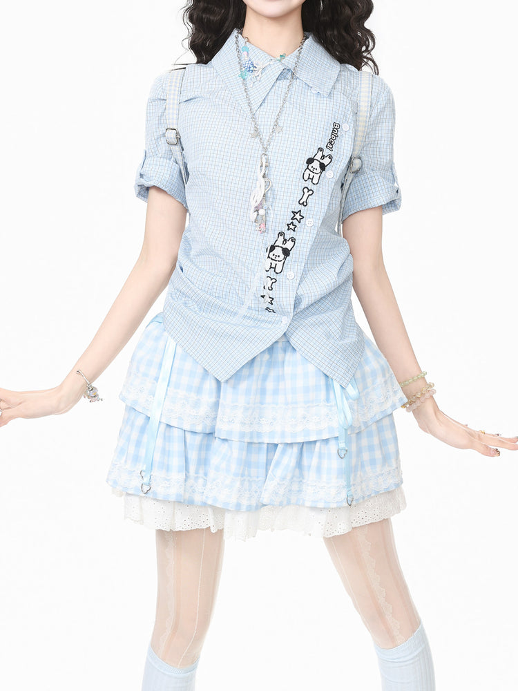 Puppy Peppy Plaid Shirts-Tops-ntbhshop