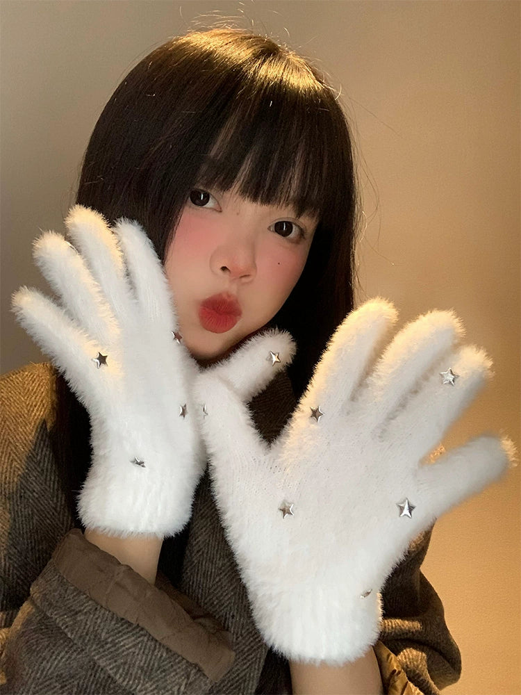 Frosty Sparkle Furry Gloves-ntbhshop