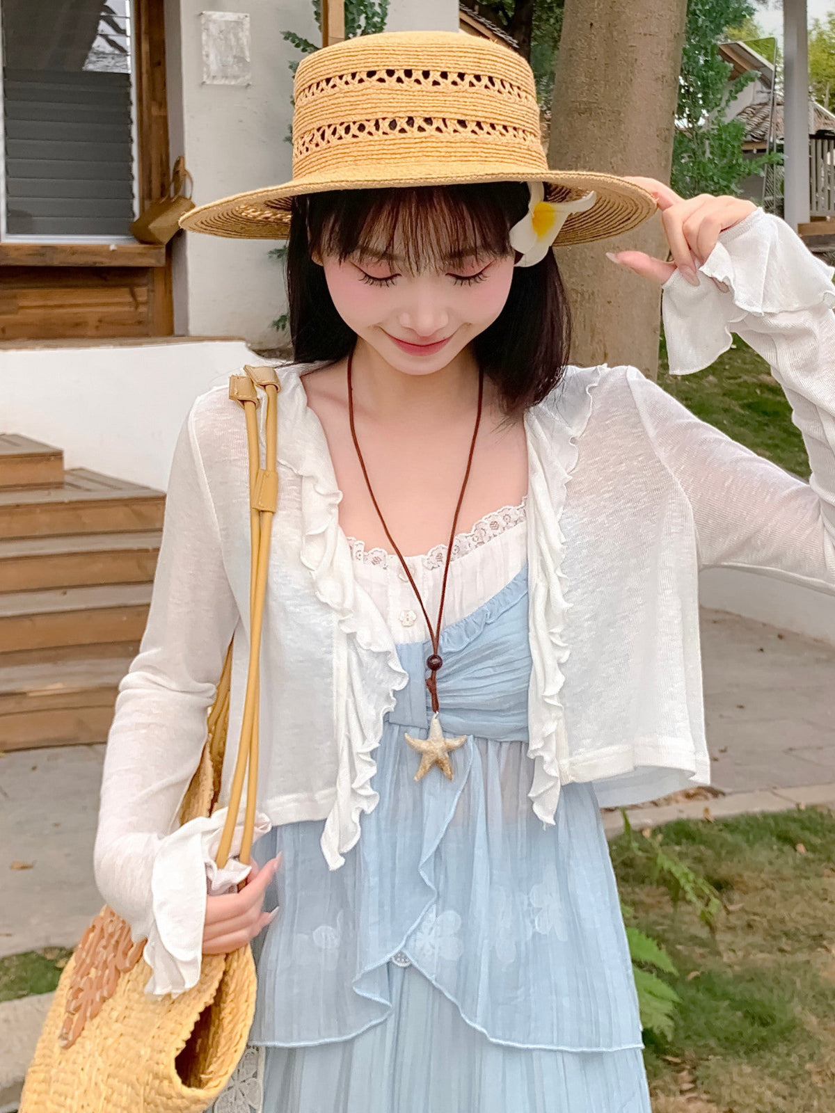 Skyveil Ruffle Sheer Cardigan-Outerwear-ntbhshop