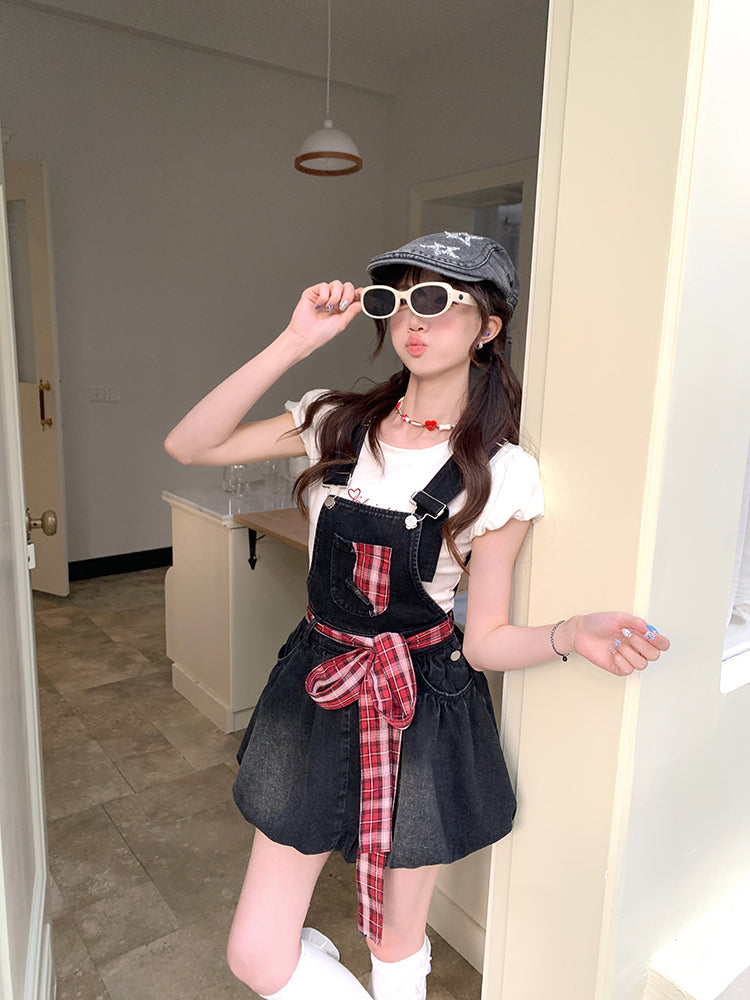 Rebel Sweetheart Puff Sleeve Top & Bubble Overall Dress-ntbhshop