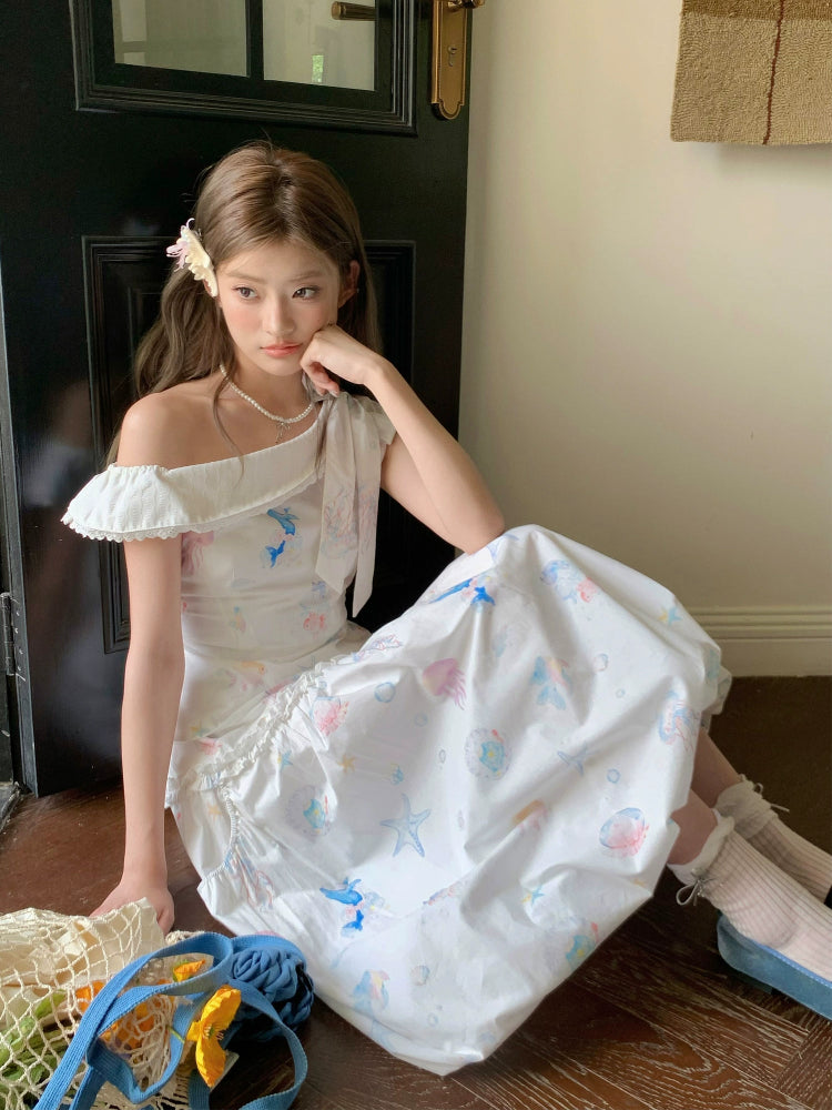 Dream Sea Pearl Peplum Top & Bubble Skirt Set-ntbhshop