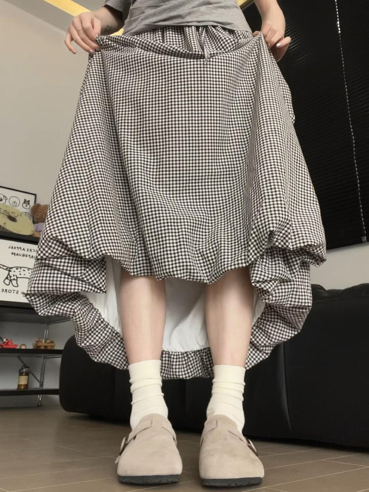 Ivy Bloom Plaid Bubble Maxi Skirt-ntbhshop