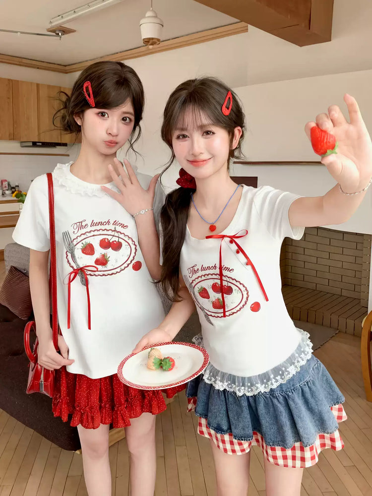 Strawberry Lunch Baby Tee-Tops-ntbhshop