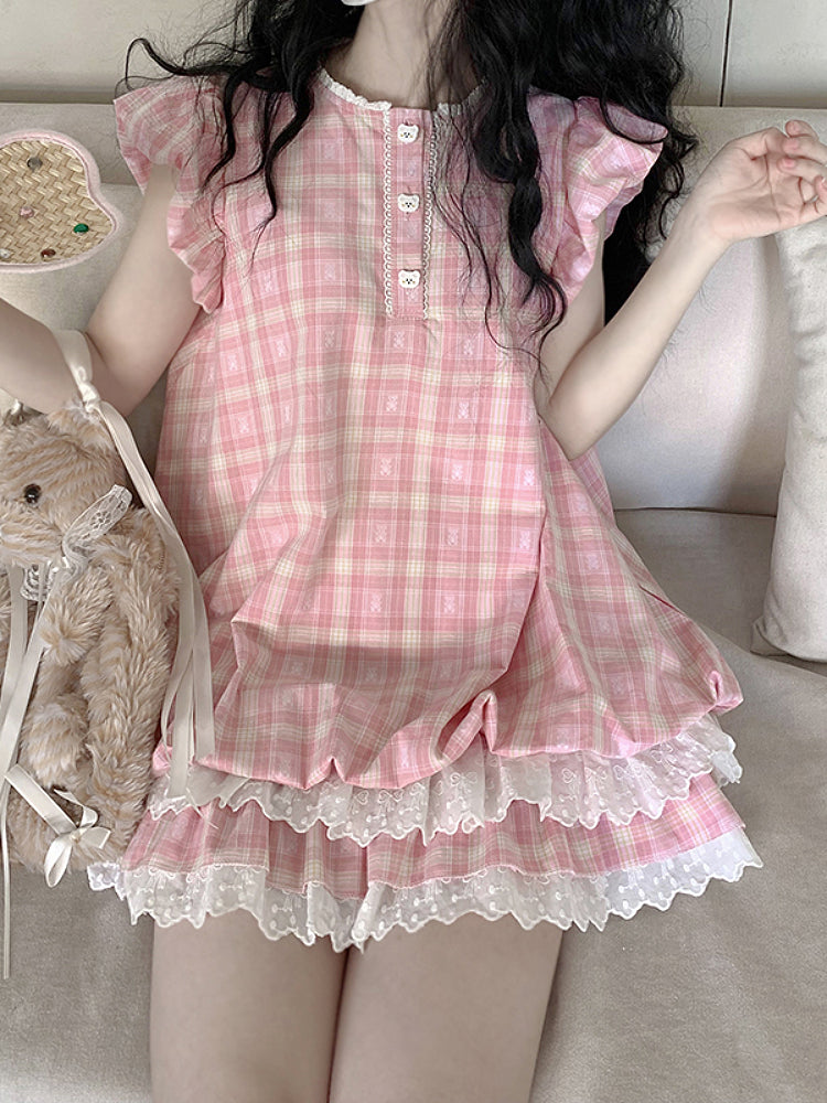 Gingham Bear Doll Cake Dresses-ntbhshop