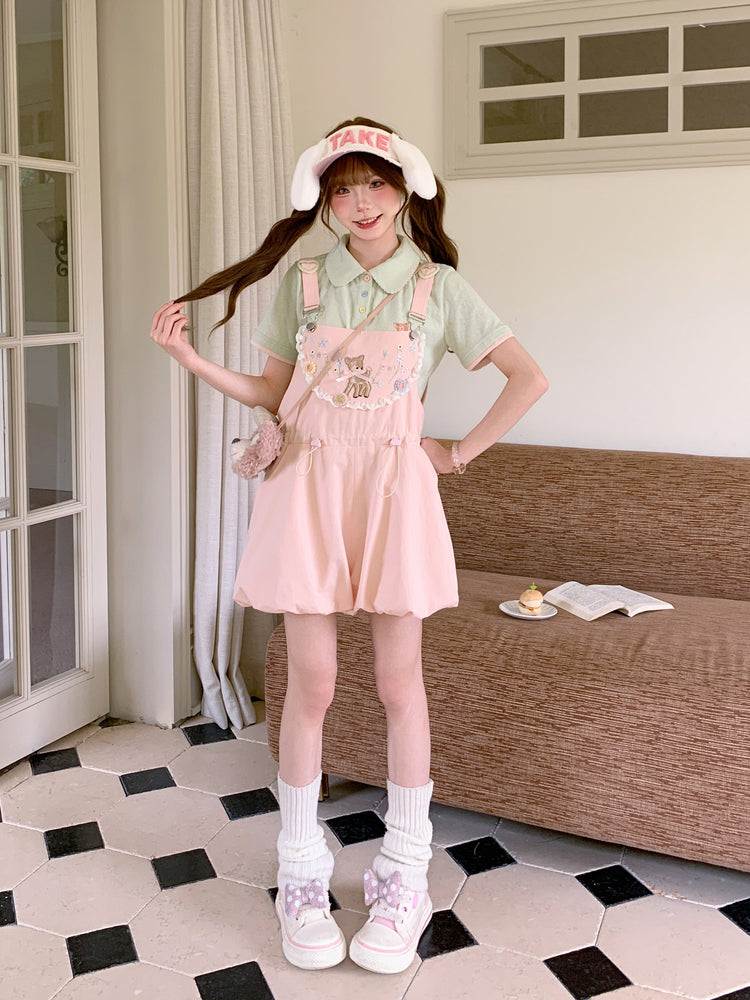 Dear Bambi Bubble Overall Shorts-Bottoms-ntbhshop