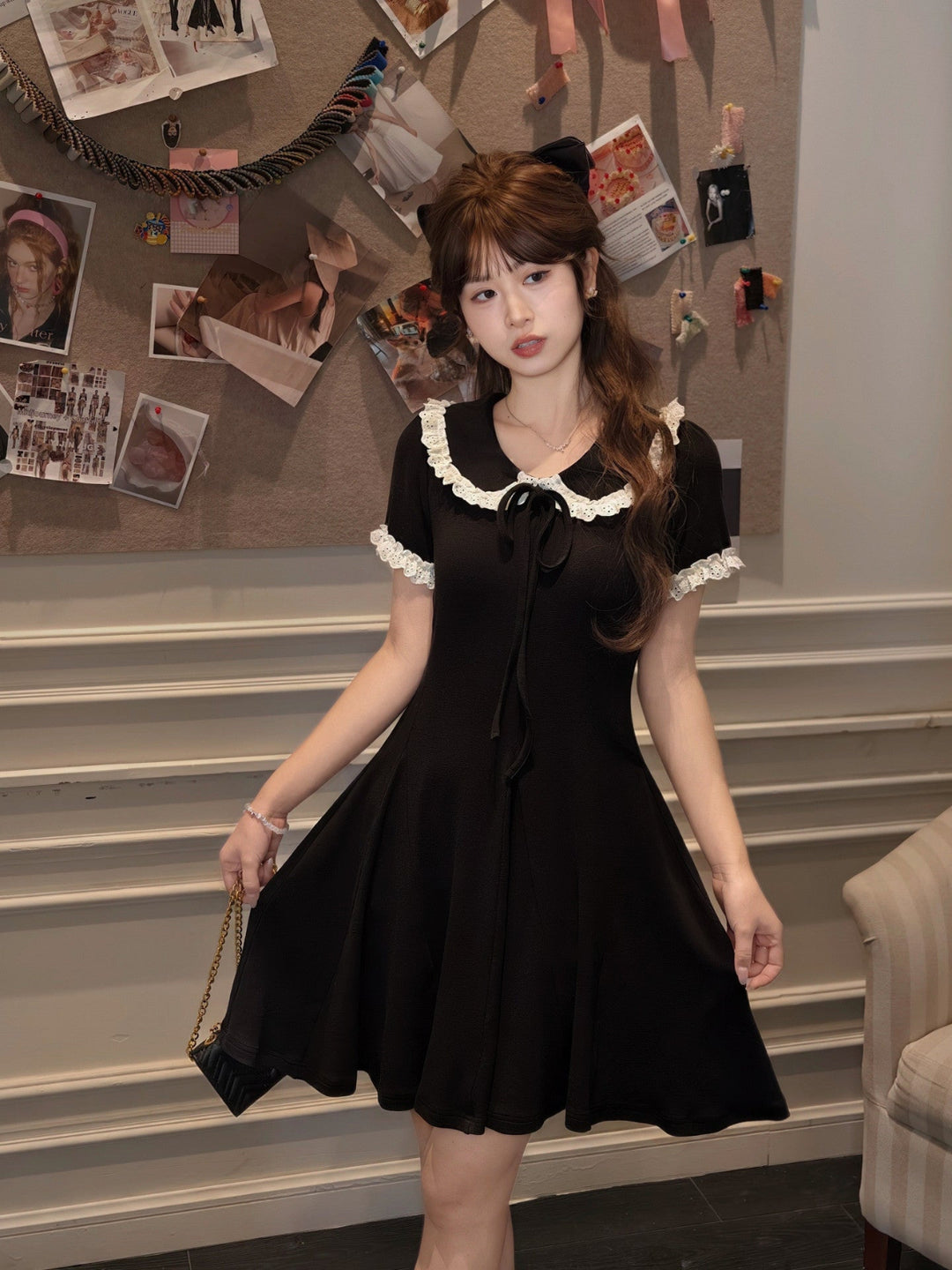 Midnight Lace Ribbon Dress-Dresses-ntbhshop