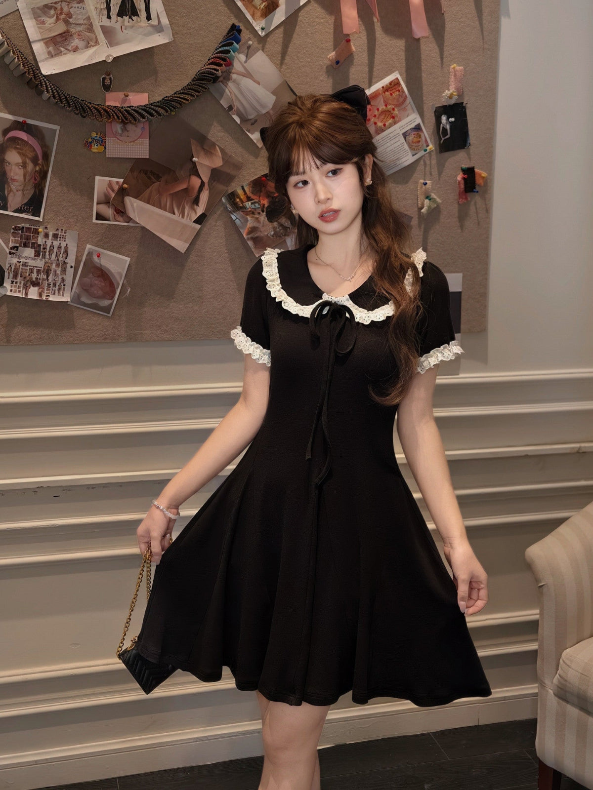 Midnight Lace Ribbon Dress-Dresses-ntbhshop