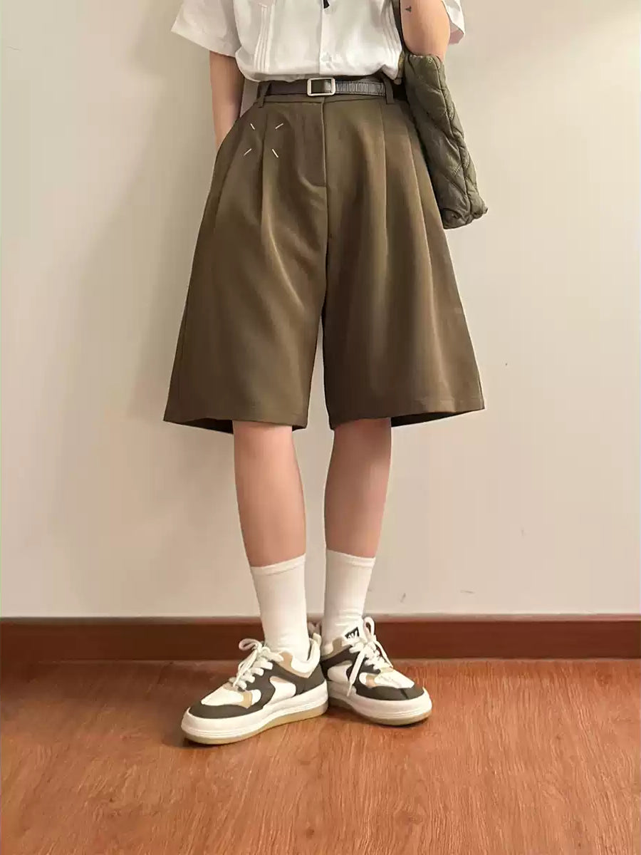 Side Note Pleat Shorts-Bottoms-ntbhshop