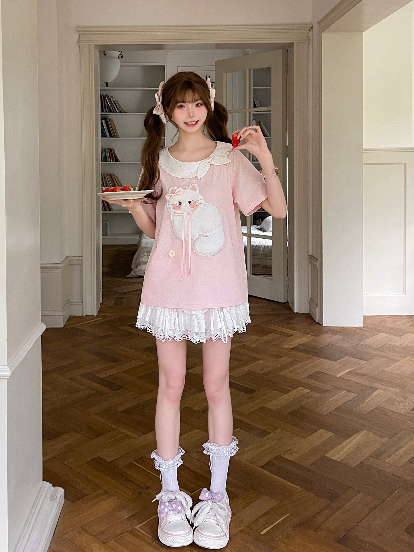 Cloud Kitty Doll Collar Tees-Tops-ntbhshop