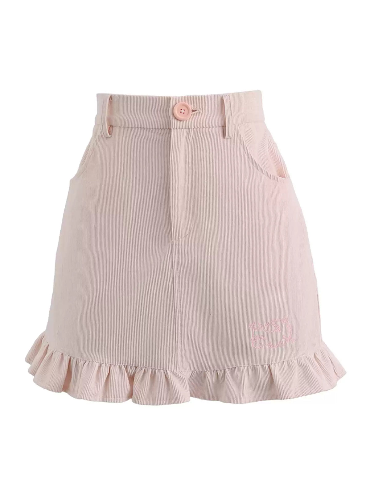 Blush Milk Corduroy Ruffle Skirt-Bottoms-ntbhshop