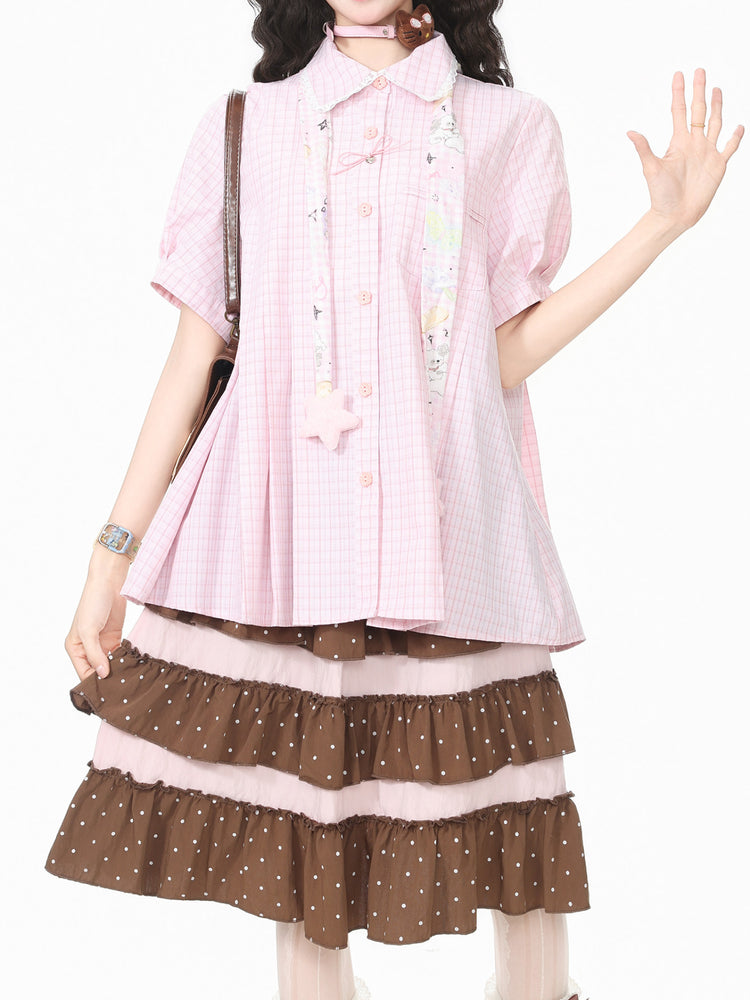 Twinkle Dolly Plaid Shirts & Scarves-Tops-ntbhshop