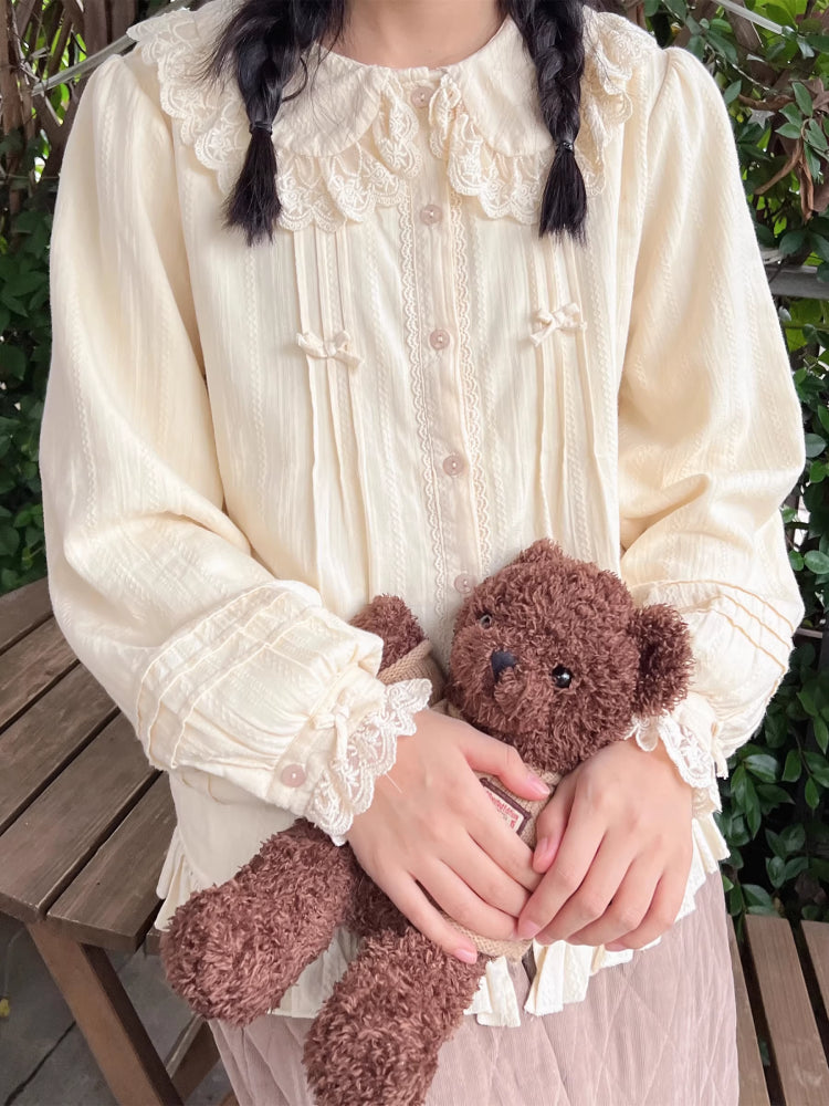 Whispering Lace Doll Collar Blouses-ntbhshop