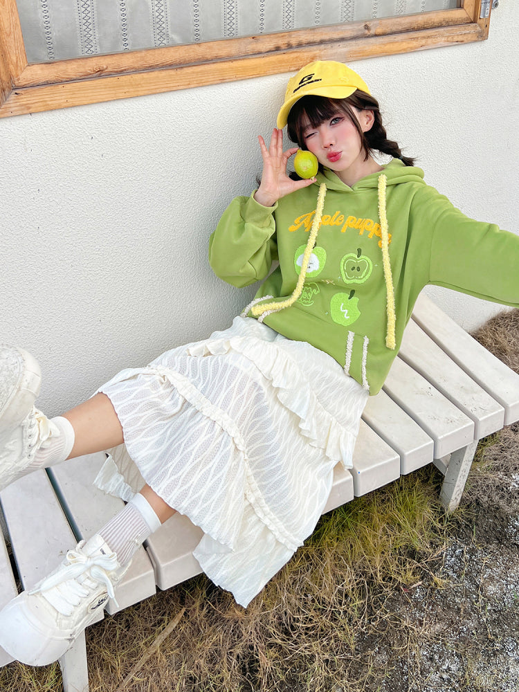 Apple Puppy Embroidery Hoodies-ntbhshop