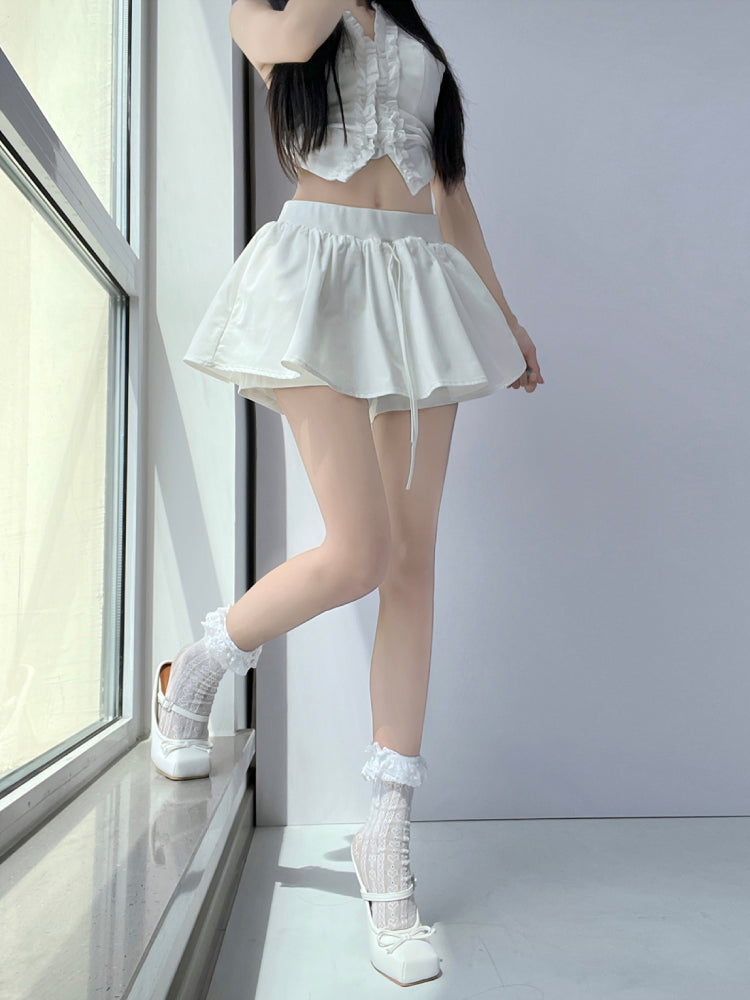 Soft Tencel Puff A-line Skorts-ntbhshop