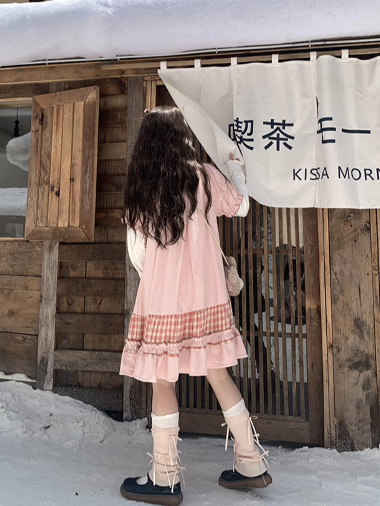 Toffee Ribbon Corduroy Cake Dresses-ntbhshop