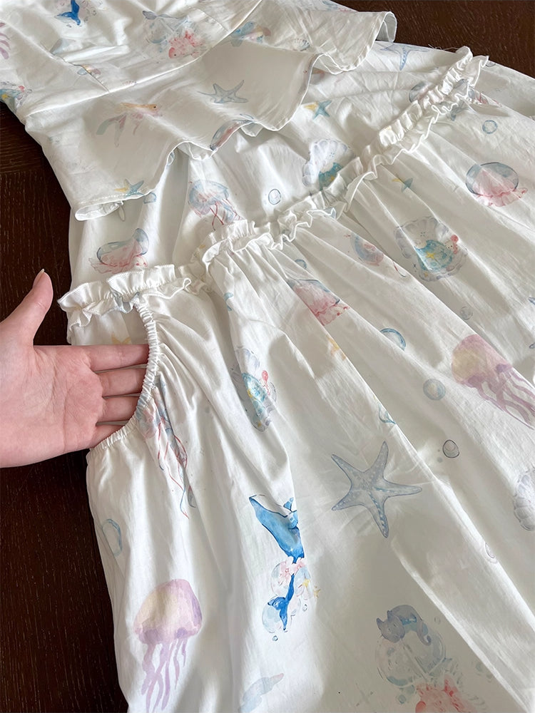 Dream Sea Pearl Peplum Top & Bubble Skirt Set-ntbhshop