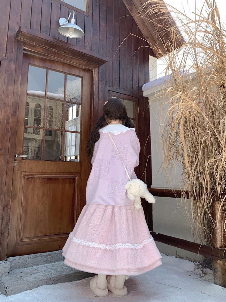 Snowflake Furry Midi Skirts-ntbhshop