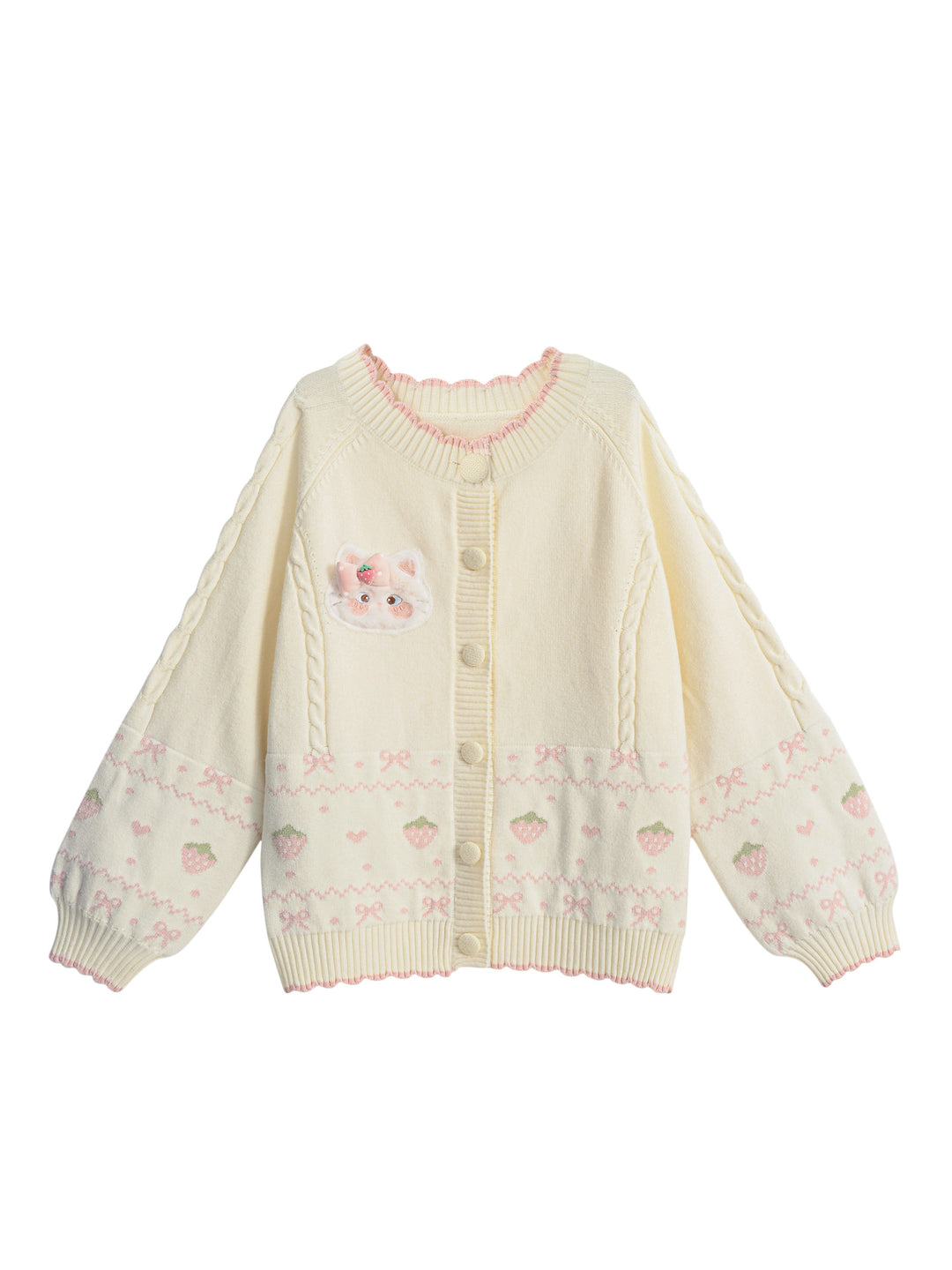 Strawberry Kitty Knit Cardigan-ntbhshop