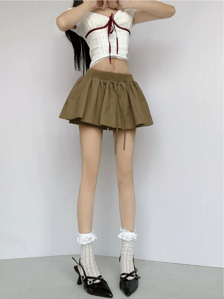 Soft Tencel Puff A-line Skorts-ntbhshop