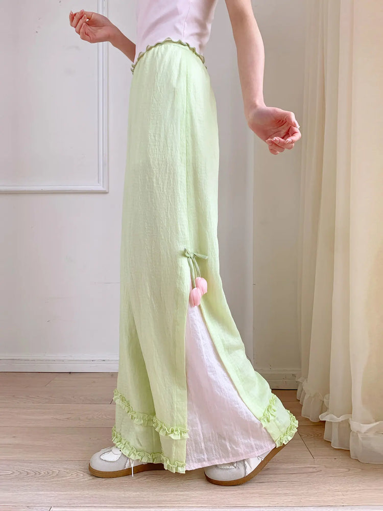 Tulip Bloom Wide Leg Pants-Bottoms-ntbhshop