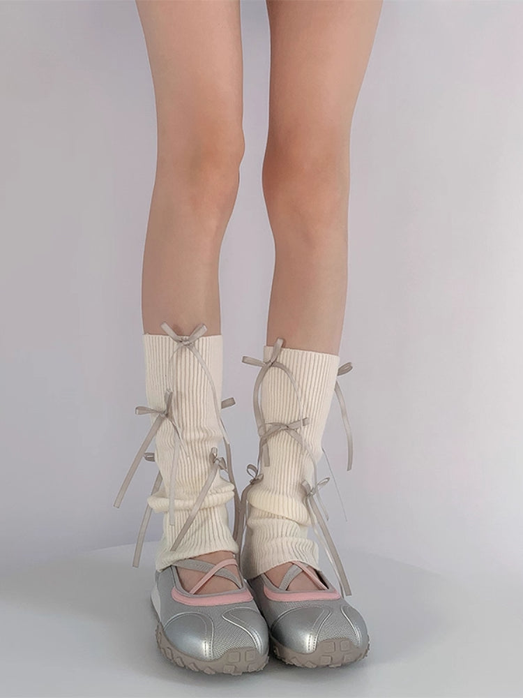 Ribbon Pirouette Knit Leg Warmers-ntbhshop