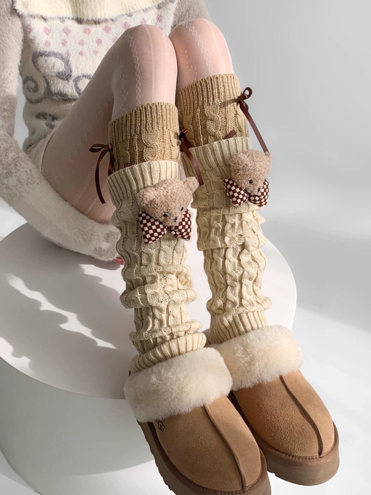 Teddy Bow Knit Socks & Leg Warmers-ntbhshop