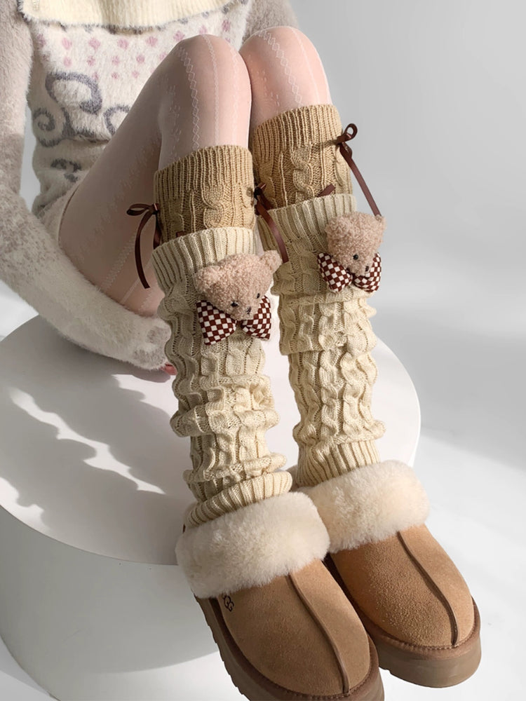 Teddy Bow Knit Socks & Leg Warmers-ntbhshop