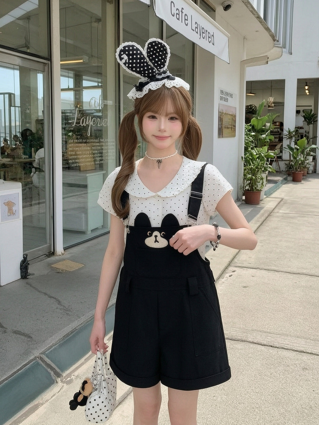 Milk Cat Overall Shorts-Bottoms-ntbhshop