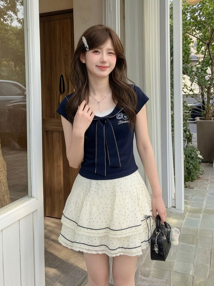 Parisian Polka Cake Skirt-Bottoms-ntbhshop