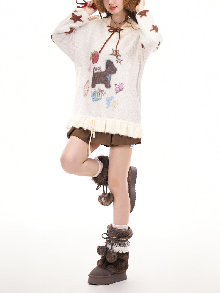 Puppy Love Bow Knit Sweaters-ntbhshop