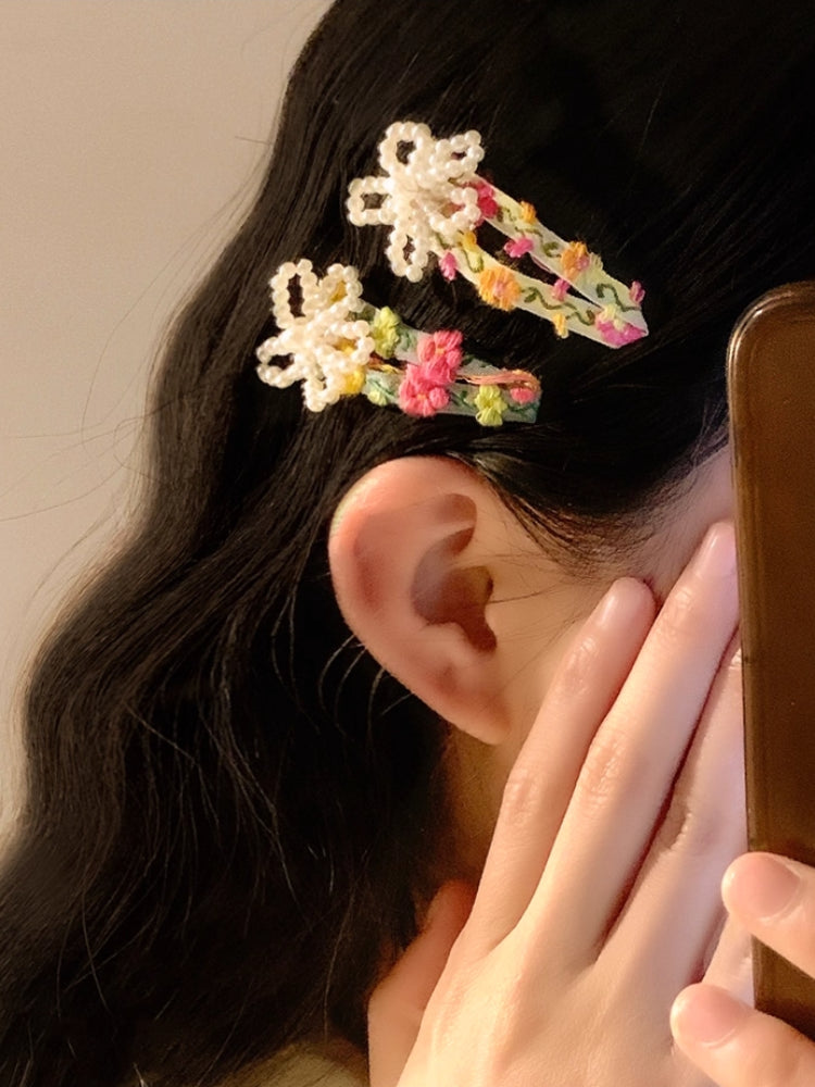 Dopamine Flower Beaded BB Hair Clips-ntbhshop
