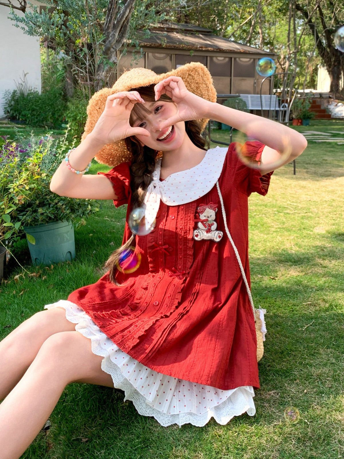 Cherry Dot Sailor Blouse-Tops-ntbhshop