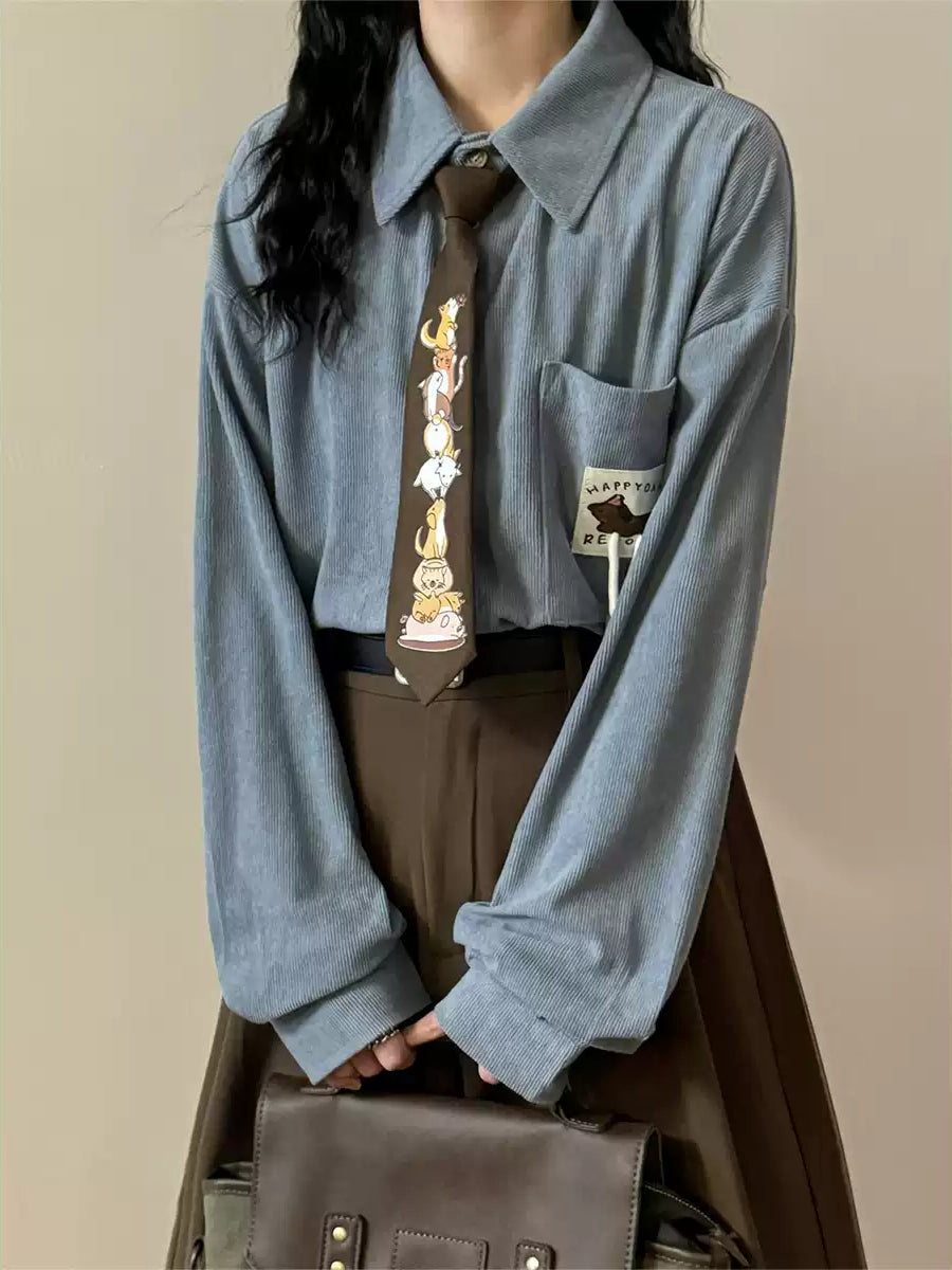 Chestnut Corduroy Tie Shirts-Tops-ntbhshop