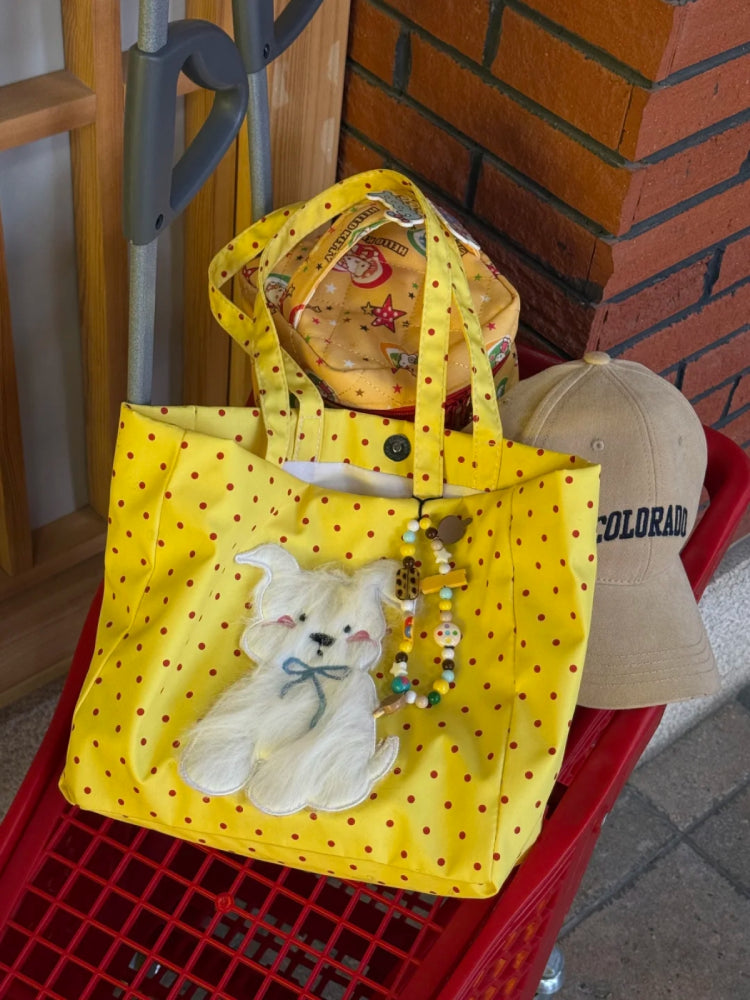 Puppy Love Contrast Tote Bags-Accessories-ntbhshop