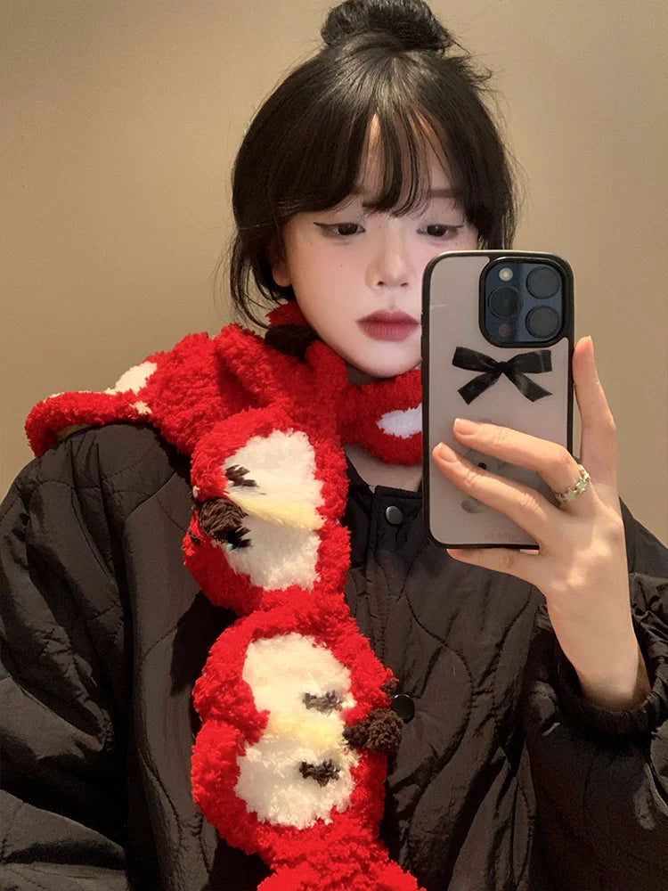 Red Apple Core Plush Scarf-ntbhshop