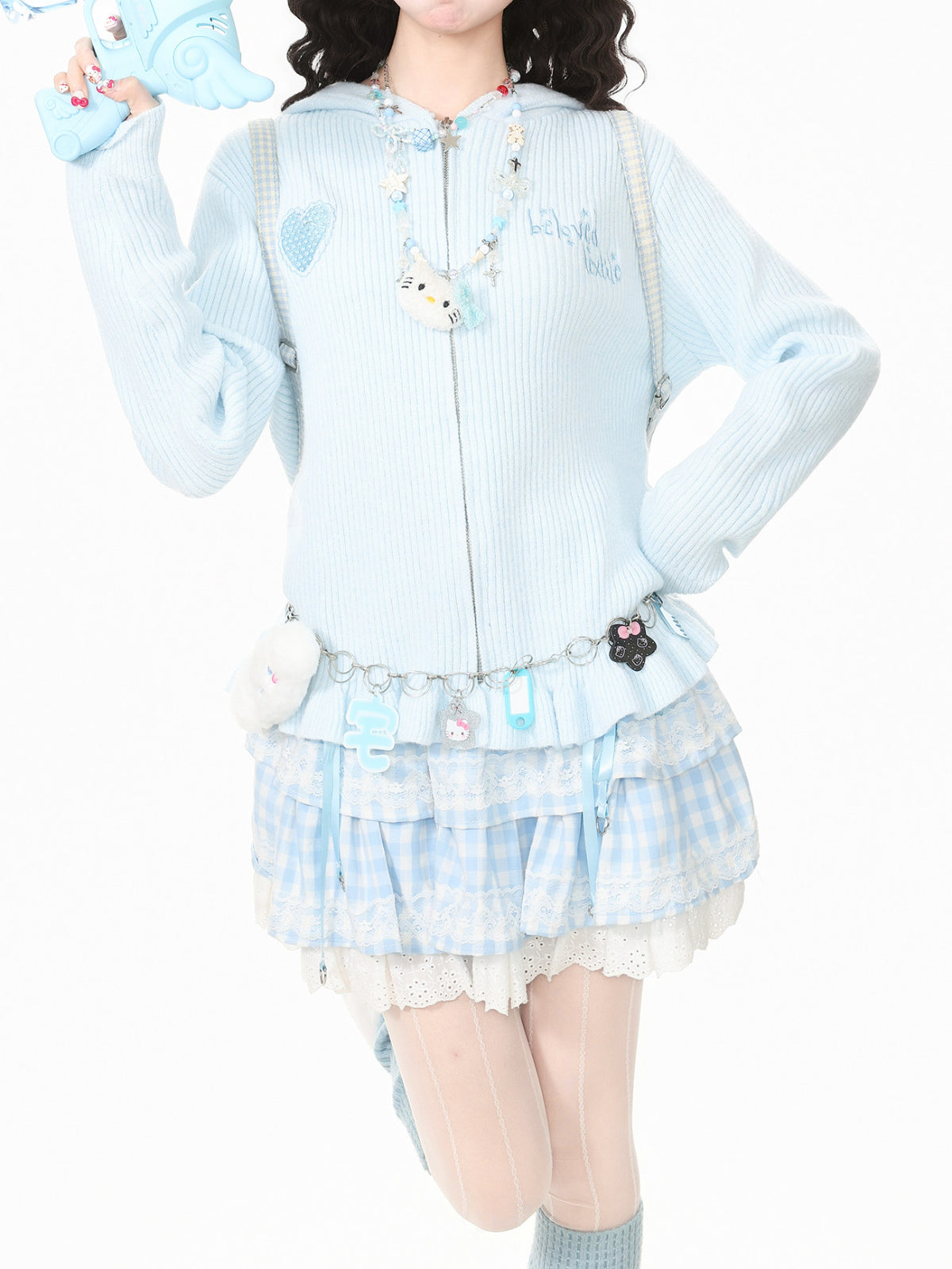 Mew Ruffle Knit Hoodies-Outerwear-ntbhshop