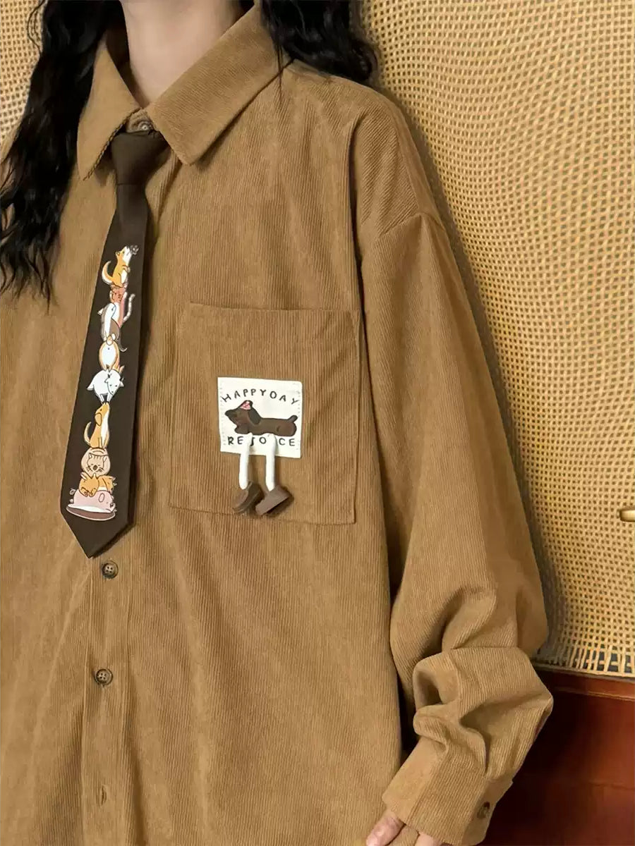 Chestnut Corduroy Tie Shirts-Tops-ntbhshop