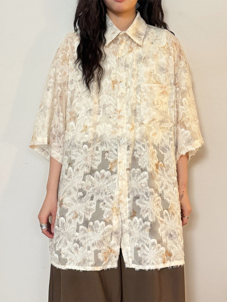 Parchment Flutter Fringe Shirt-Tops-ntbhshop