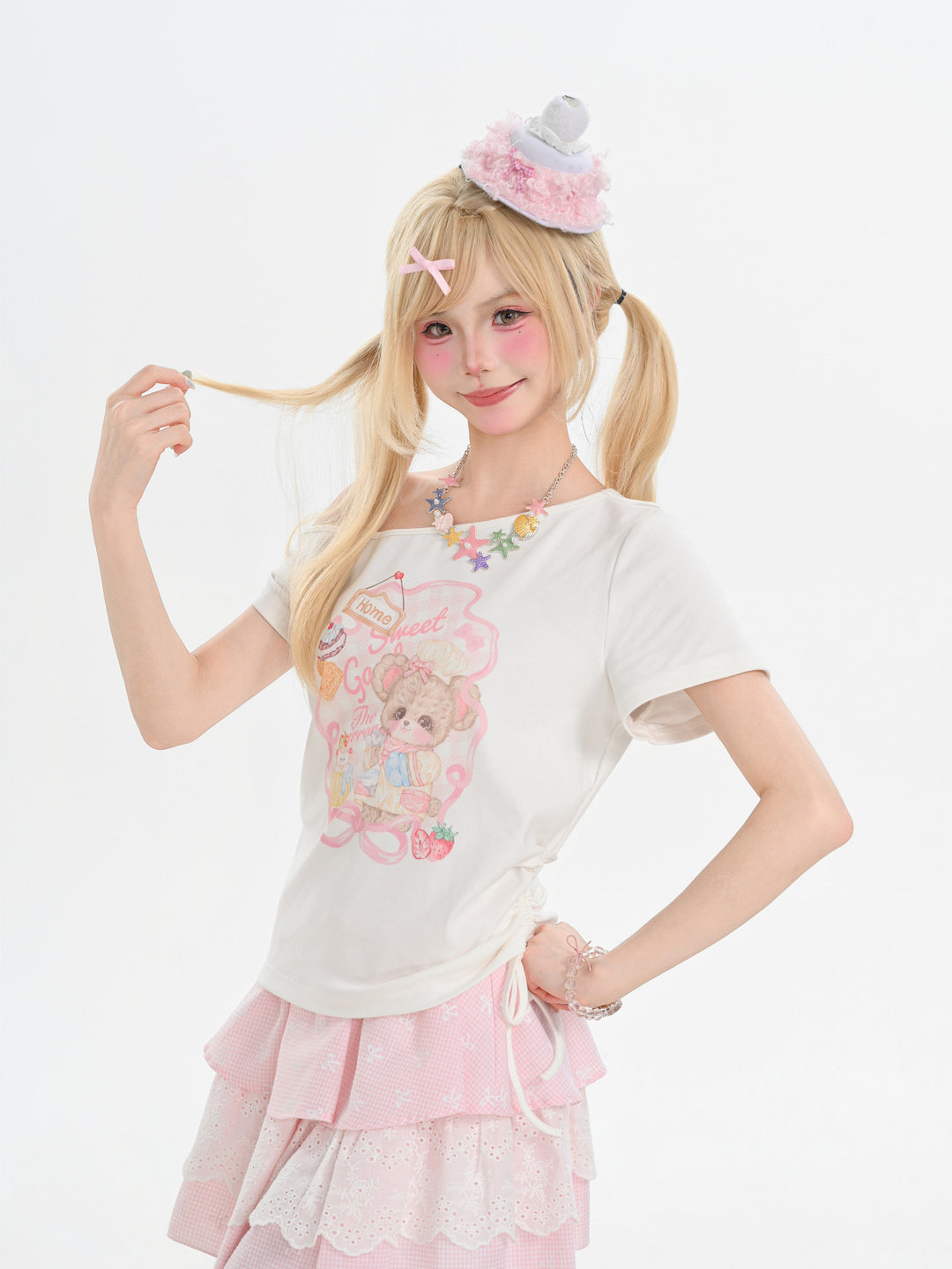 Bakery Bear Off-Shoulder Tee-Tops-ntbhshop