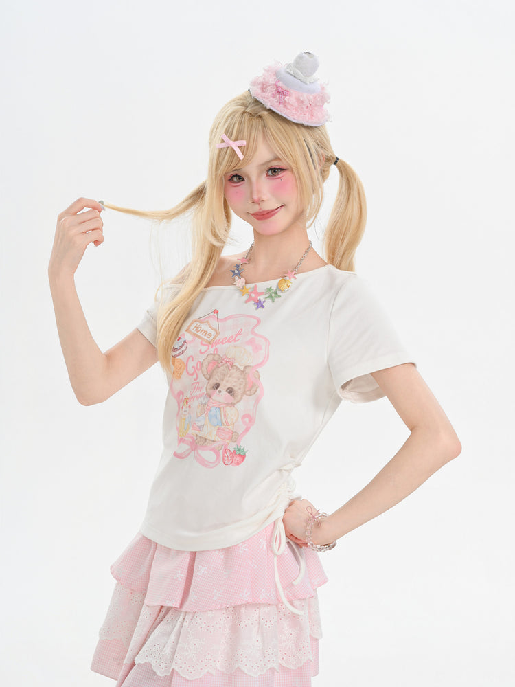 Bakery Bear Off-Shoulder Tee-Tops-ntbhshop