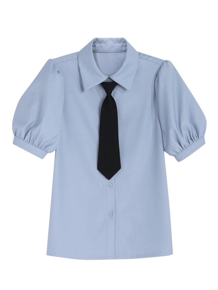 Academic Core Short Sleeve Shirt with Tie-ntbhshop